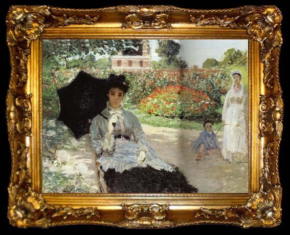 framed  Claude Monet Camille in the Garden with Jean and his Nanny, ta009-2